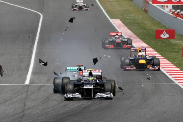 Formula-1, Гран При Испании 2012, Бруно Сенна, Михаэль Шумахер, авария Formula-1, Гран При Испании 2012, Бруно Сенна, Михаэль Шумахер, авария