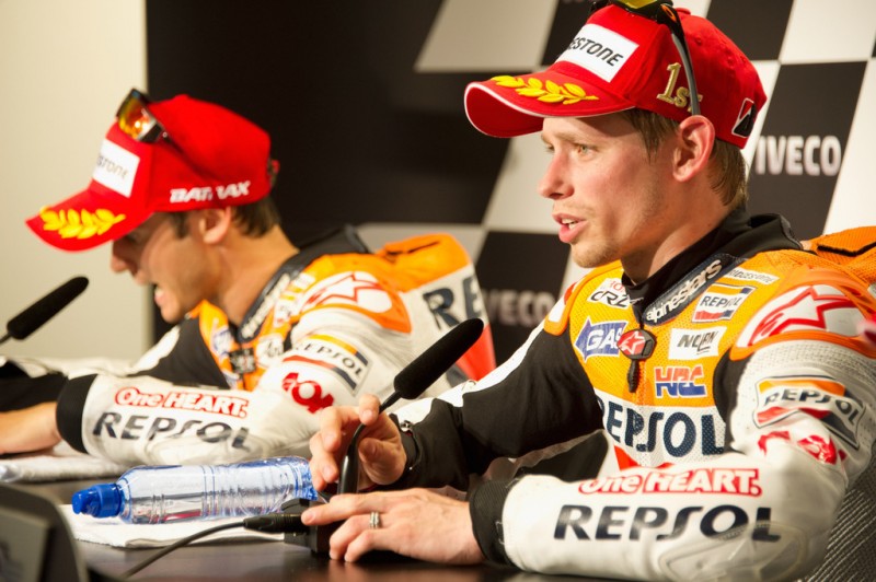 MotoGP, 2012 Iveco TT Assen, Casey Stoner answering questions at post-race press-conference.