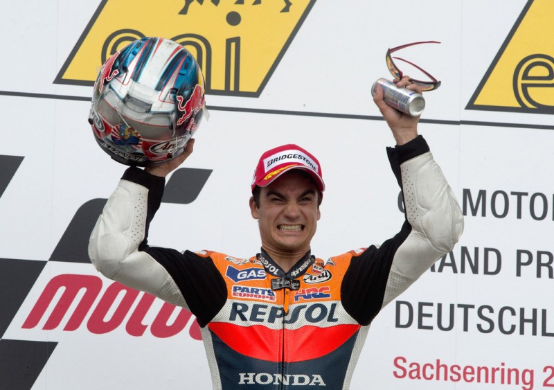 MotoGP, 2012 eni Motorrad Grand Prix Deutschland, Dani Pedrosa celebrating his victory in German Grand Prix.