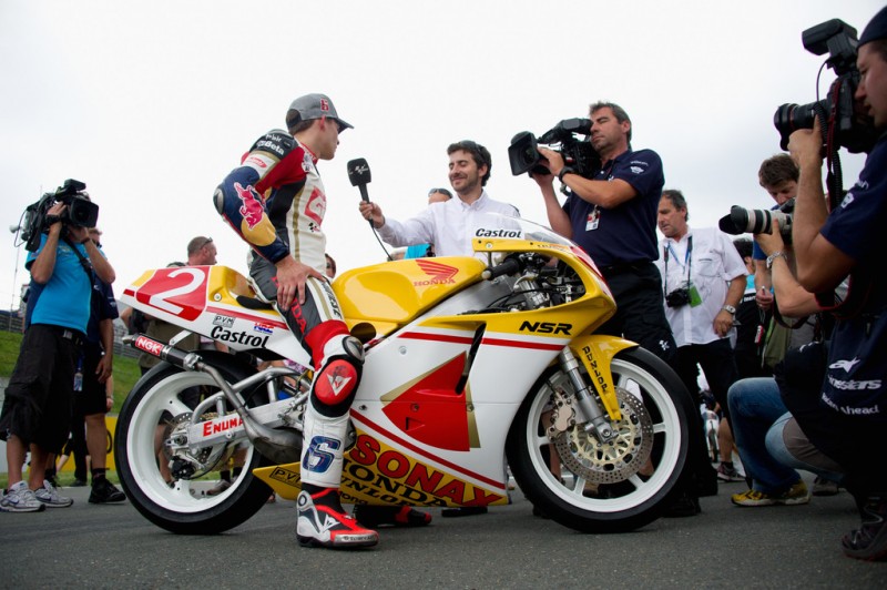 MotoGP, 2012 eni Motorrad Grand Prix Deutschland, German rider Stefan Bradl facing local press.
