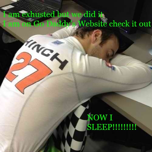 James Hinchcliffe sleeps.