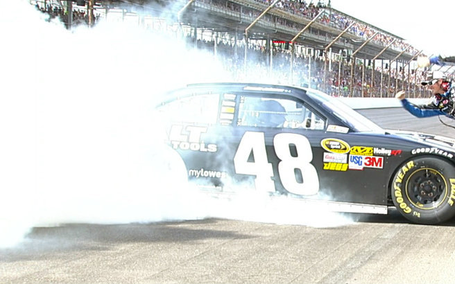 Nascar Cup 2012 @ Brickyard 400 winner #48JJ celebrates