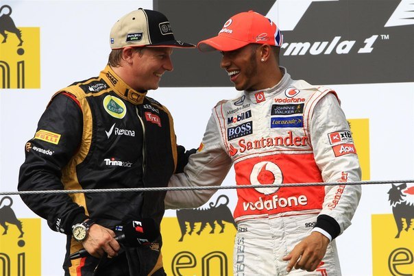 Formula-1, Гран При Венгрии 2012, Льюис и Кими на подиуме.