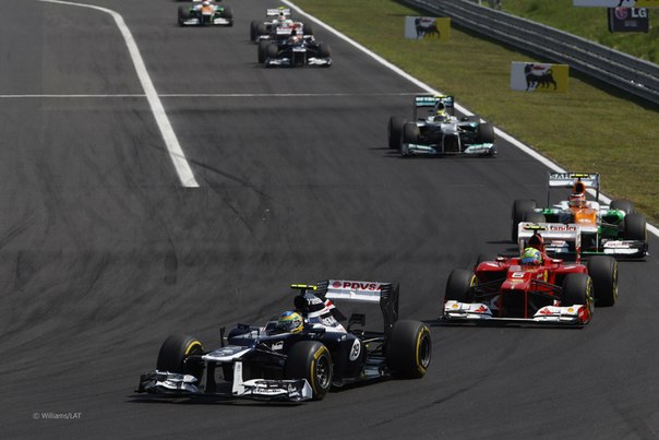Formula-1, Гран При Венгрии 2012, Сенна, Масса, Хюлькеберг, Росберг, Мальдонадо,  Перес, ди Реста.