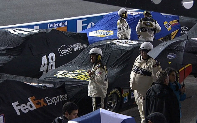 RED: Cup Series race - More rain at Richmond has brought the race under the red flag 48 laps shy of the halfway mark it would take to make it official.
