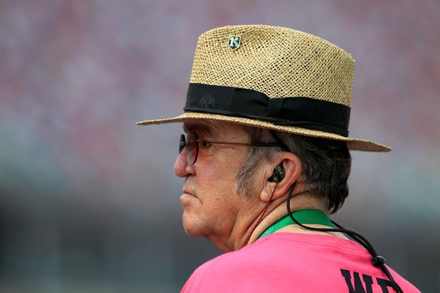 Team owner Jack Roush stands on the grid during qualifying at Talladega fall race 2012