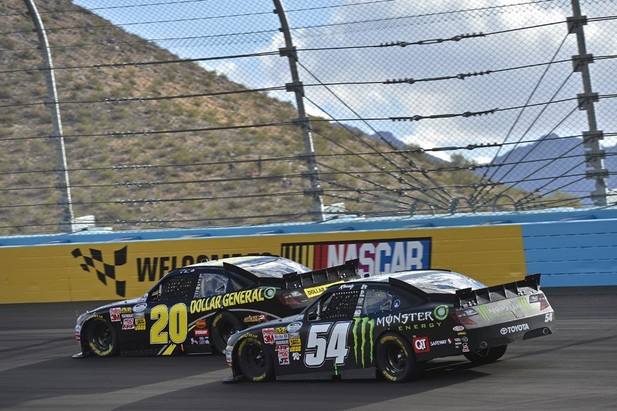 November 10th, 2012, Avondale, Arizona, USA Brian Vickers and Kyle Busch during the Great Clips 200 race at Phoenix International Raceway in Avondale, Arizona.