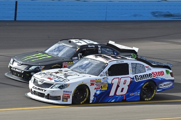 November 10th, 2012, Avondale, Arizona, USA Joey Logano and Kyle Busch during the Great Clips 200 race at Phoenix