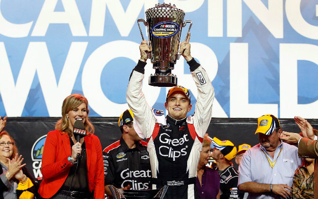 Buescher wins first title - Cale Gale won the season finale at Homestead on Friday night but James Buescher won the bigger prize by finishing 13th and capturing the Camping World Trucks Series championship.