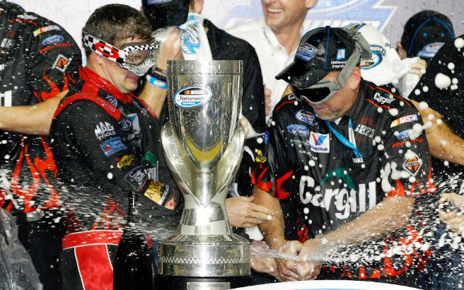 Going out on top - Ricky Stenhouse Jr. completes his Nationwide career with another championship, beating Elliott Sadler again. Meanwhile, Regan Smith wins in his first series start in five years.
