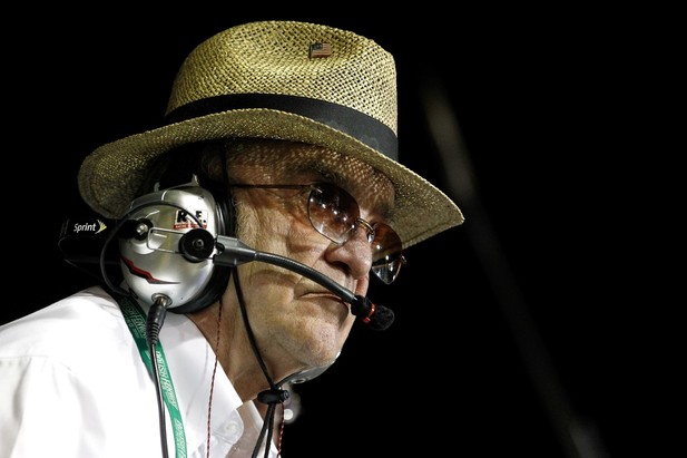 Team owner Jack Roush watches the NASCAR Nationwide Series Ford EcoBoost 300 at Homestead