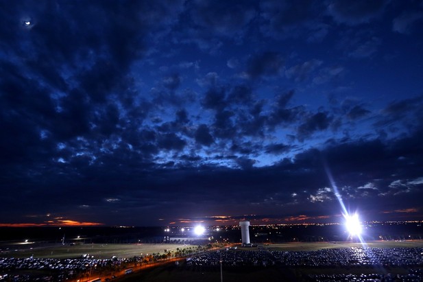 A view of the parking lot outside of the track during the NASCAR Nationwide Series Ford EcoBoost 300 at Homestead