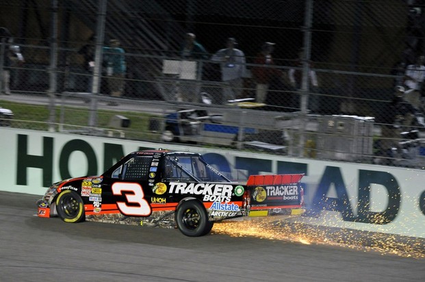 Homestead, Florida, USA Ty Dillon wrecked truck during the Ford EcoBoost 200 race at Homestead
