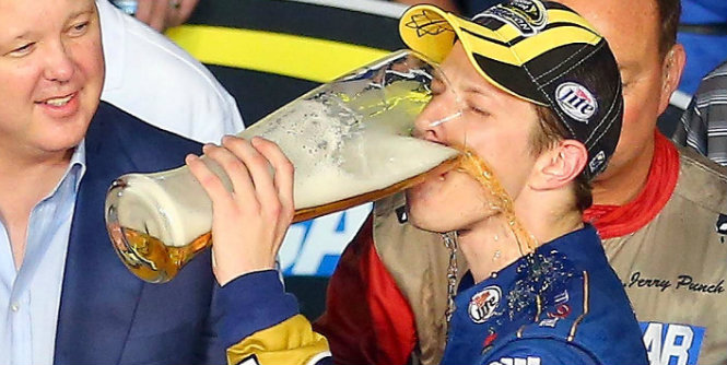 New champion Keselowski leaves no doubt. Brad Keselowski made sure he paid tribute to sponsor Miller Lite while celebrating his first championship. 