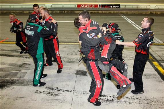 Ricky Stenhouse, Jr.'s crew celebrates winning their second consecutive Nationwide Series championship after Stenhouse finished 6th in Saturday's 