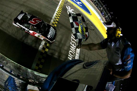 In his first Nationwide Series start of 2012, Regan Smith got behind the wheel of the JR Motorsports #5 and went to Victory Lane at Homestead.  Smith is slated to drive the car full-time in 2013.