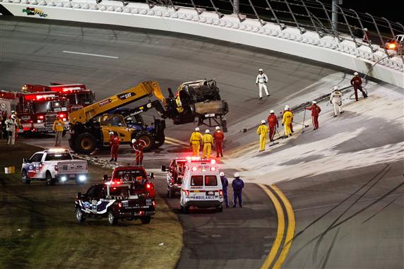 2012 Season in Review: Rain postponed the Daytona 500 from Sunday to Monday, and Monday became a long night when lengthy track repairs had to be made after Juan Pablo Montoya's fiery collision with a jet dryer during a caution flag.
