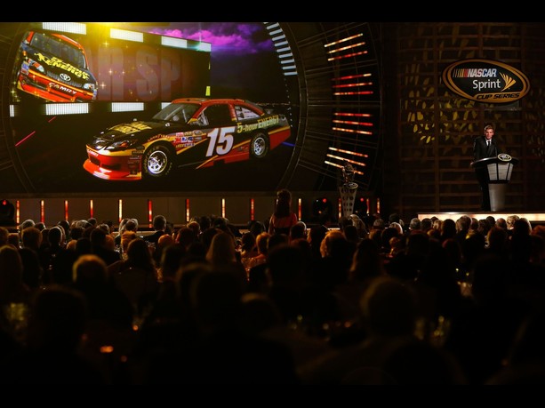 Second Place Clint Bowyer, driver of the #15 5-hour Energy Toyota, speaks during the NASCAR Sprint Cup Series Champion's Awards Ceremony at the Wynn Las Vegas on November 30, 2012