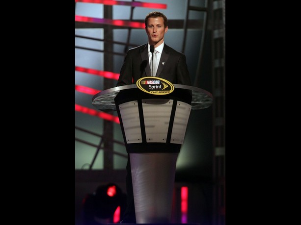 Fourth Place Kasey Kahne, driver of the #5 Farmers Insurance Chevrolet, speaks during the NASCAR Sprint Cup Series Champion's Awards Ceremony at the Wynn Las Vegas on November 30, 2012