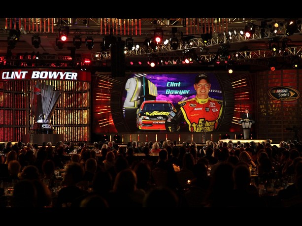 Second Place Clint Bowyer, driver of the #15 5-hour Energy Toyota, speaks during the NASCAR Sprint Cup Series Champion's Awards Ceremony at the Wynn Las Vegas on November 30, 2012 