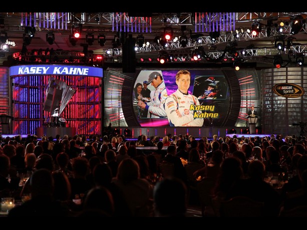 Fourth Place Kasey Kahne, driver of the #5 Farmers Insurance Chevrolet, speaks during the NASCAR Sprint Cup Series Champion's Awards Ceremony at the Wynn Las Vegas on November 30, 2012 