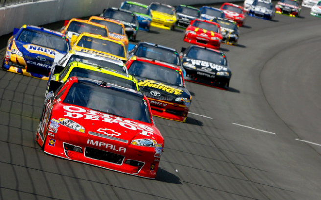 Tony Stewart leads at Michigan first race of 2013 Cup season.
