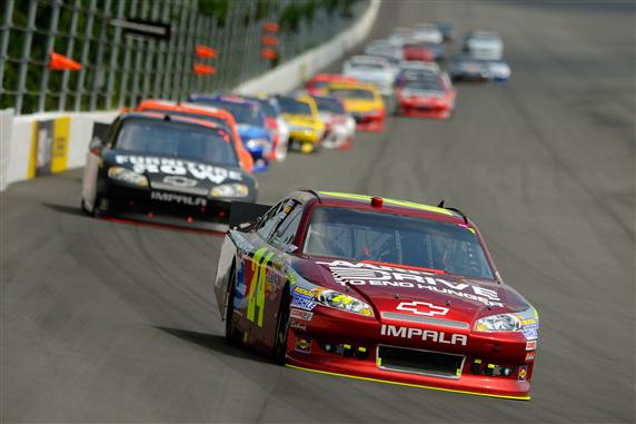 2012 Season in Review: The rains came at Pocono on August 5 at the perfect time for Jeff Gordon, who had just taken the lead prior to what turned out to be the final caution flag of the event, and earned his first victory in nearly a year.