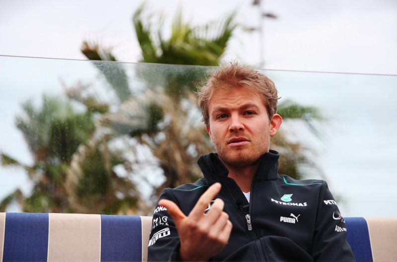 Nico Rosberg of Germany and Mercedes GP talks to the media at an event near St Kilda beach during previews to the Australian Formula One Grand Prix on March 14, 2013 in Melbourne, Australia.