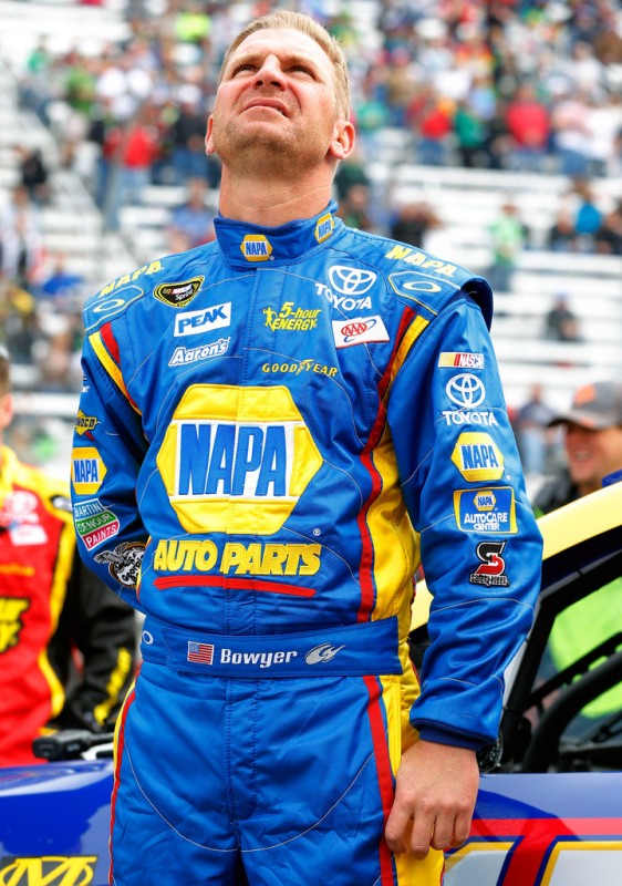 Clint Bowyer, driver of the #15 NAPA Filters Toyota, stands on the grid prior to the NASCAR Sprint Cup Series Food City 500 at Bristol Motor Speedway on March 17, 2013 in Bristol, Tennessee. 