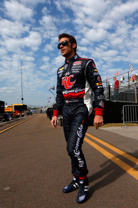 Marco Andretti, driver of the #25 RC Cola Andretti Autosport Dallara Chevrolet, looks on prior to practice for the IZOD IndyCar Series Honda Grand Prix of St Petersburg on March 22, 2013 in St Petersburg, Florida.