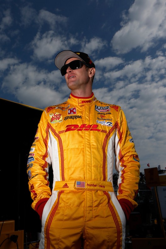 Ryan Hunter-Reay, driver of the DLH Andretti Autosport Dallara Chevrolet, looks on prior to practice for the IZOD IndyCar Series Honda Grand Prix of St Petersburg on March 22, 2013 in St Petersburg, Florida.
