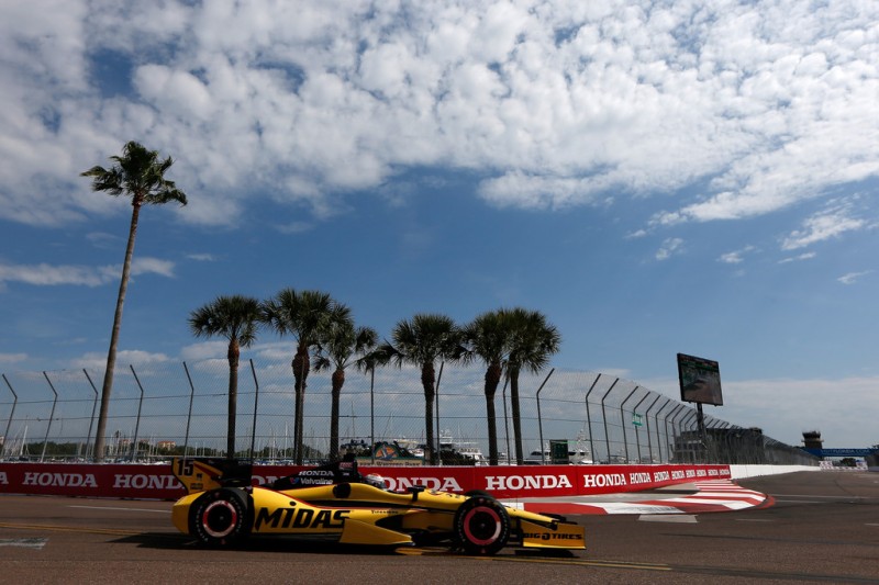 Graham Rahal drives the Midas/Big O Tires Dallara Honda during practice for the IZOD IndyCar Series Honda Grand Prix of St Petersburg on March 22, 2013 in St Petersburg, Florida.