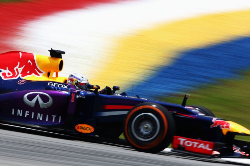 Sebastian Vettel of Germany and Infiniti Red Bull Racing drives during the final practice session prior to qualifying for the Malaysian Formula One Grand Prix at the Sepang Circuit on March 23, 2013 in Kuala Lumpur, Malaysia.