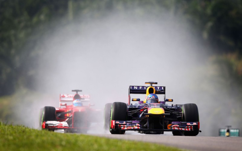 Sebastian Vettel of Germany and Infiniti Red Bull Racing drives on his way finishing first during qualifying for the Malaysian Formula One Grand Prix at the Sepang Circuit on March 23, 2013 in Kuala Lumpur, Malaysia.