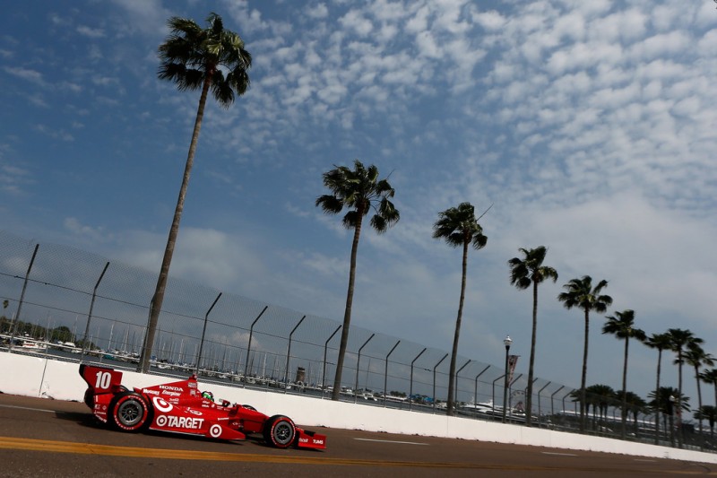 Dario Franchitti of Scotland, drives the #10 Target Chip Ganassi Racing Dallara Honda during qualifying for the IZOD IndyCar Series Honda Grand Prix of St Petersburg on March 23, 2013 in St Petersburg, Florida. 