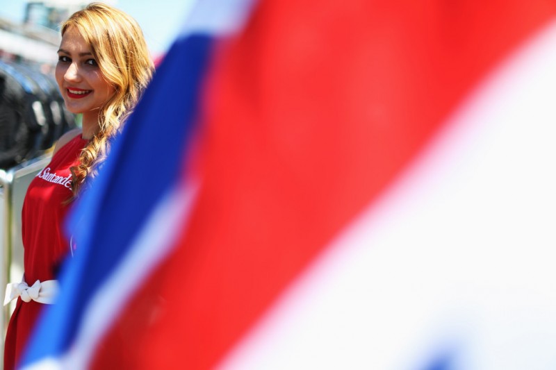 Grid girl is seen before the German Grand Prix at the Nuerburgring on July 7, 2013 in Nuerburg, Germany. 