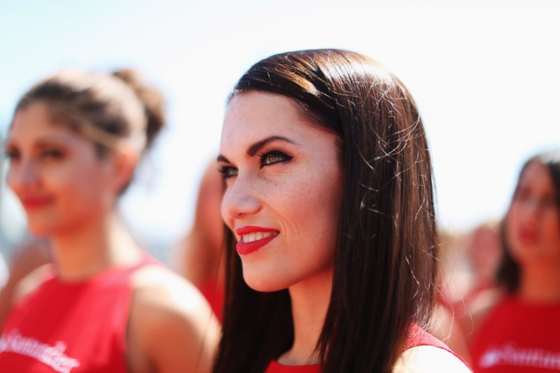 Grid girl is seen before the German Grand Prix at the Nuerburgring on July 7, 2013 in Nuerburg, Germany. 
