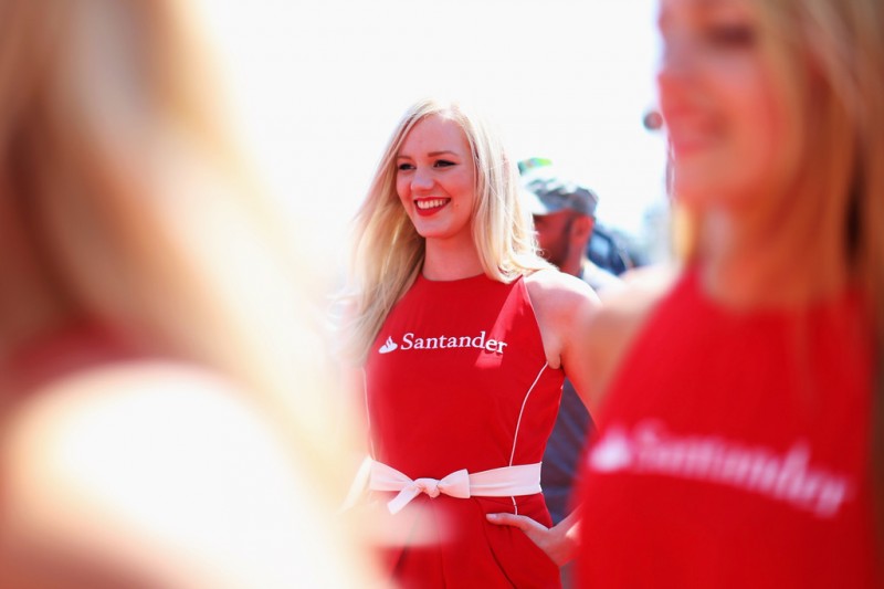 Grid girl is seen before the German Grand Prix at the Nuerburgring on July 7, 2013 in Nuerburg, Germany. 