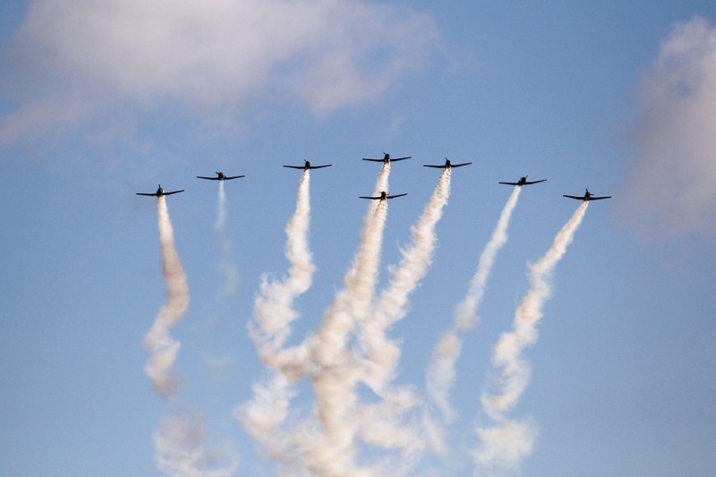 A flyover occurs before the start of the NASCAR Sprint Cup Series Coke Zero 400 at Daytona International Speedway on July 6, 2013 in Daytona Beach, Florida. 