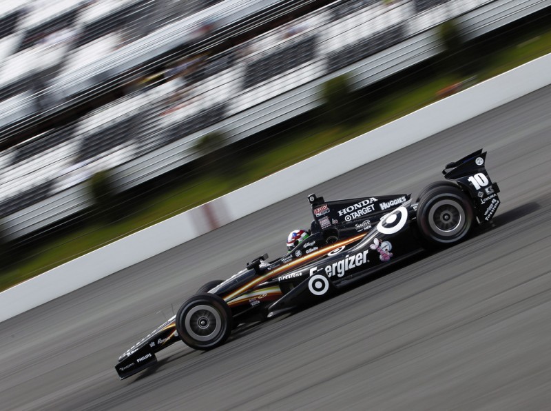 Dario Franchitti of Scotland drives the #10 Target Chip Ganassi Racing Honda during practice for the Pocono INDYCAR 400 at Pocono Raceway on July 6, 2013 in Long Pond Pennsylvania. 