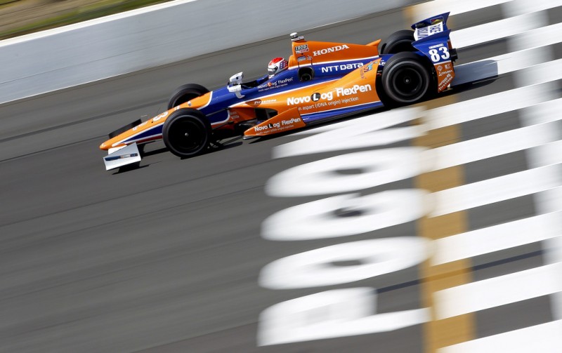 Charlie Kimball driver of the #83 Target Chip Ganassi Racing Honda practices for the Pocono INDYCAR 400 at Pocono Raceway on July 6, 2013 in Long Pond Pennsylvania. 