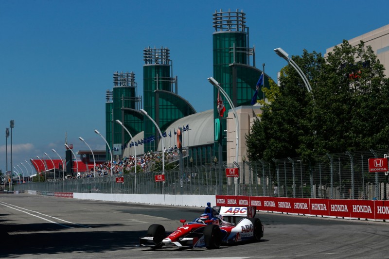 Takuma Sato of Japan, drives the #14 ABC Supply A.J. Foyt Racing during practice for the IZOD INDYCAR Series Honda Indy Toronto on July 12, 2013 in Toronto, Canada. 