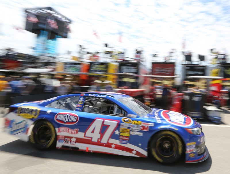 Bobby Labonte drives the #47 Kingsford Charcoal Toyota through the garage during practice for the NASCAR Sprint Cup Series Camping World RV Sales 301 at New Hampshire Motor Speedway on July 12, 2013 in Loudon, New Hampshire. 
