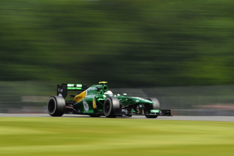 Giedo van der Garde of the Netherlands and Caterham drives during qualifying for the British Formula One Grand Prix at Silverstone Circuit on June 29, 2013 in Northampton, England. 