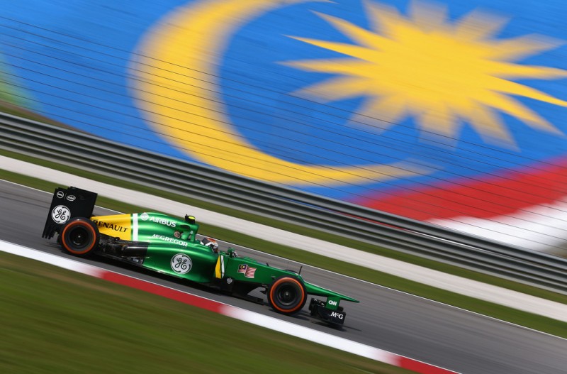 Giedo van der Garde of the Netherlands and Caterham drives during practice for the Malaysian Formula One Grand Prix at the Sepang Circuit on March 22, 2013 in Kuala Lumpur, Malaysia. 