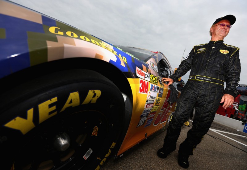 Morgan Shepherd, driver of the #52 Support Military Toyota, stands on the grid prior to the NASCAR Sprint Cup Series Camping World RV Sales 301 at New Hampshire Motor Speedway on July 14, 2013 in Loudon, New Hampshire. 