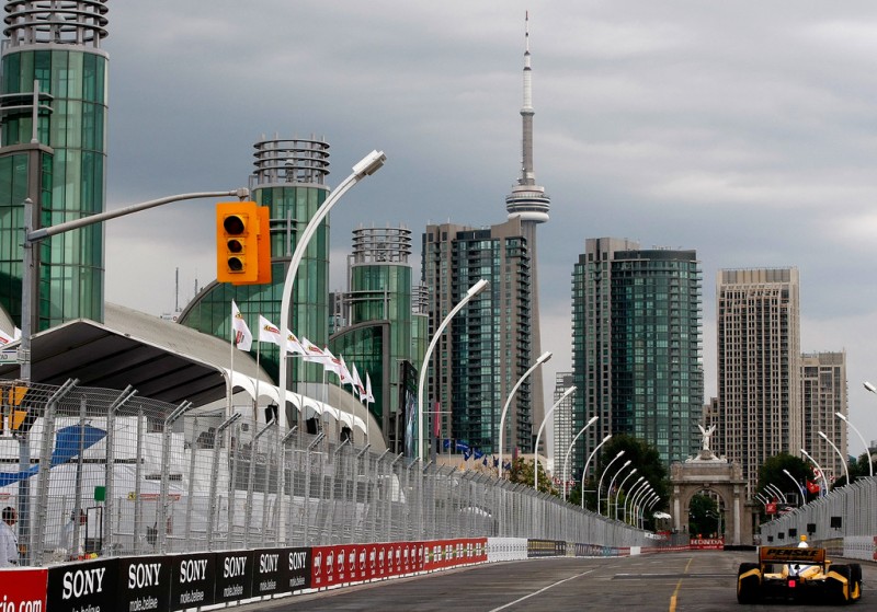 Helio Castroneves of Brazil, drives his #3 Team Penske Chevrolet Dallara during practice for the IZOD INDYCAR Series Honda Indy Toronto on July 7, 2012 in Toronto, Canada. 