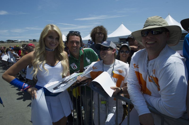 A grid girl poses during the MotoGP race during the MotoGp Red Bull U.S. Grand Prix - Race at Mazda Raceway Laguna Seca on July 21, 2013 in Monterey, California. 