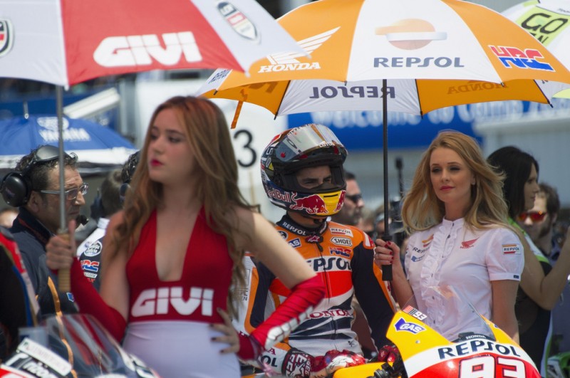 Marc Marquez of Spain and Repsol Honda Team prepares to start on the grid during the MotoGP race during the MotoGp Red Bull U.S. Grand Prix - Race at Mazda Raceway Laguna Seca on July 21, 2013 in Monterey, California. 