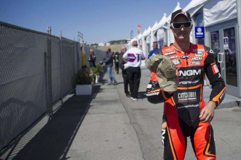 Colin Edwards of USA and NGM Mobile Forward Racing walks in paddock during the MotoGp Red Bull U.S. Grand Prix - Free Practice at Mazda Raceway Laguna Seca on July 19, 2013 in Monterey, California. 